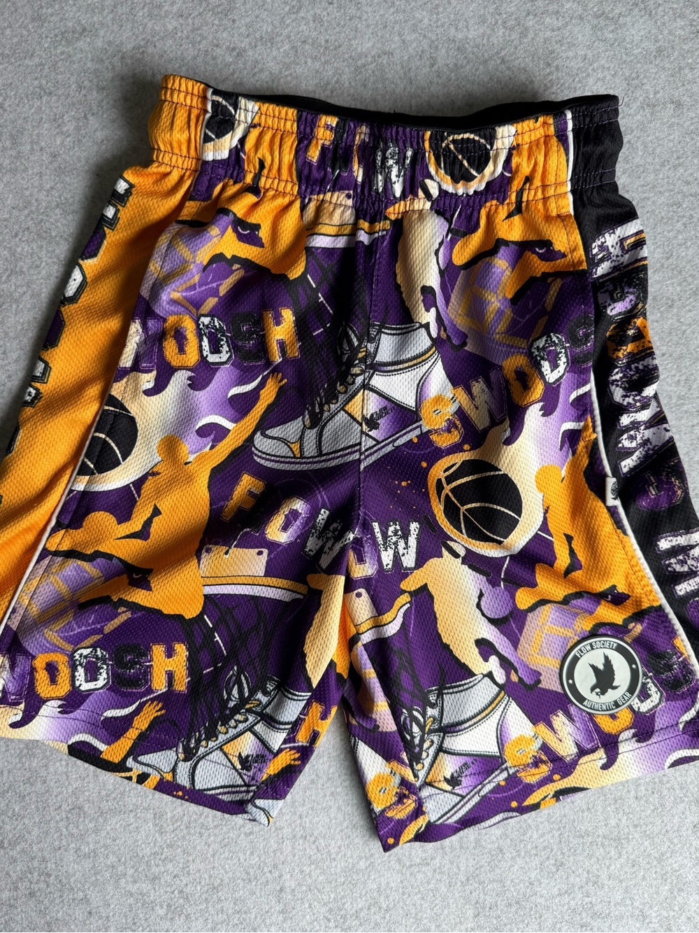 Flow Society Big Boys' Swoosh Purple/Gold Attack Shorts Size Small
